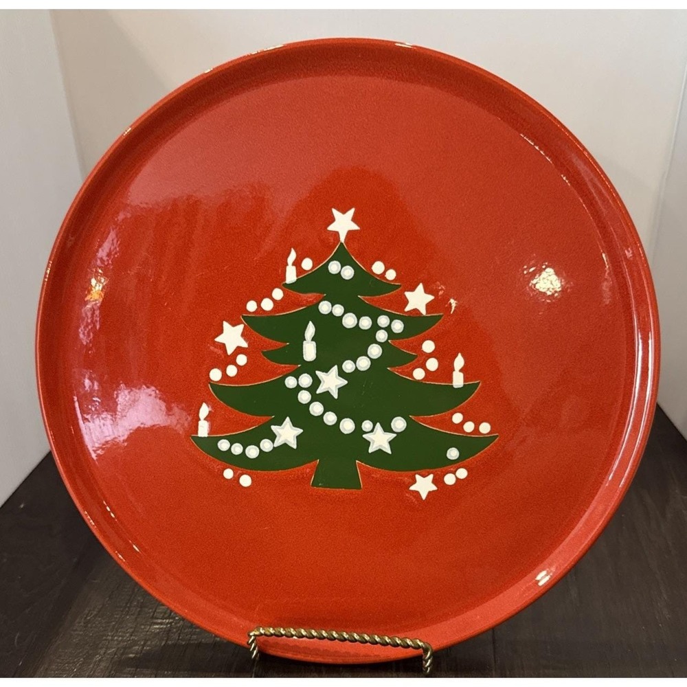 Waechtersbach West Germany Christmas Tree Serving Cake Plate Platter 12 Inch
